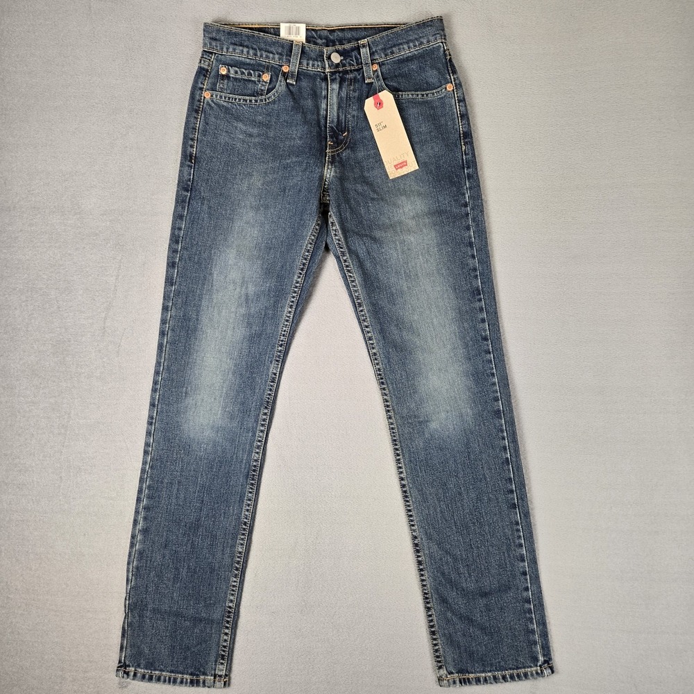 Levis Jeans Mens 30x32 Blue 511 Slim Fit Solid Stretch Flex Zip Fly Denim Pants‎